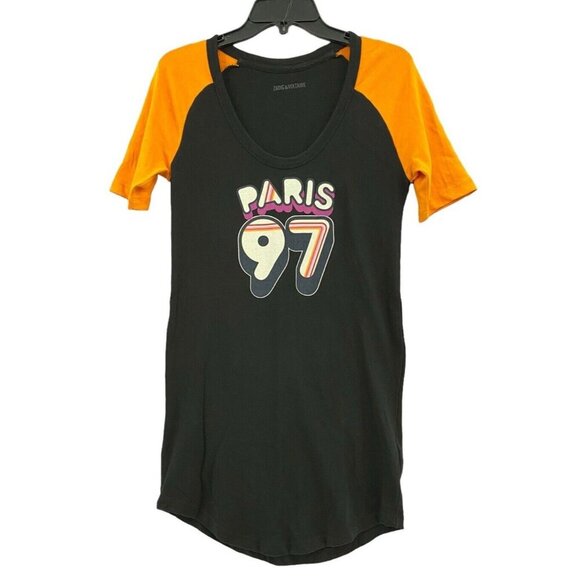 Zadig & Voltaire Sz XS Dress Mini Black 80s T-shirt retro Designer - Picture 3 of 7